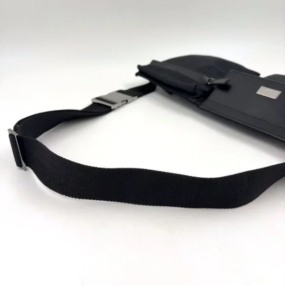 Gucci GG Pattern Canvas Leather Black Belt Bag Waist Pouch Silver - Picture 5 of 12